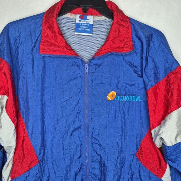 Vintage 90s Champion USA Windbreaker Jacket XL Alamo Bowl Buildersquare - Picture 2 of 10